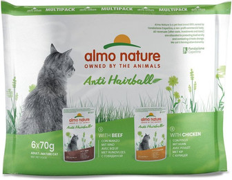 Produktbild von Almo Nature Holistic Anti Hairball mit Rind und Huhn - 12 x 70 g
