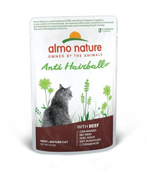 Produktbild von Almo Nature Holistic Anti Hairball Rind Nassfutter für Katzen - 24 x 70 g