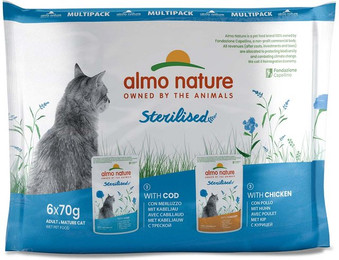 Produktbild von Almo Nature Holistic Sterilised Katzenfutter mit Kabeljau & Huhn - 6 x 70 g