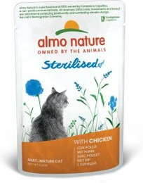 Produktbild von Almo Nature Sterilised Huhn Nassfutter für kastrierte Katzen - 30 x 70 g