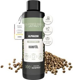 Produktbild von ALPHAZOO Premium Hanföl für Hunde und Katzen - 250 ml