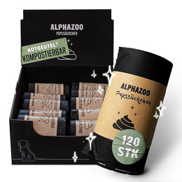 Produktbild von alphazoo Pupssäckchen Kotbeutel biologisch abbaubar 120 Stück
