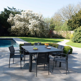 Produktbild von Alu Gartenlounge Tisch quadratisch 4/8 Personen mit 6 Stühlen Wilsa Garden Como