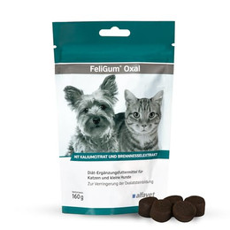 Produktbild von Alvafet FeliGum Oxal Diät-Ergänzungsfuttermittel für Katzen und kleine Hunde - 160 g