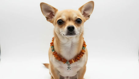 Produktbild von Amberdog® Bernsteinkette mit Jade – Handgefertigtes Unikat für Hunde (25 cm)