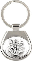 Produktbild von American Bobtail - keychain with a cat, keychain with a print, personalized pendant from the Art-Dog brand silber