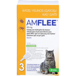 Produktbild von AMFLEE 50 mg Spot-on Lösung z.Auftropfen f.Katzen 3 St.