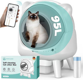 Produktbild von AmiCura Katzenecktoilette 2025 Selbstreinigendes Katzenklo mit App 80L/12 Sensor katzentoilett, Katzentoilette Katzenklo 80L+12L Große 32 dB sicher für Mehrere Katzen
