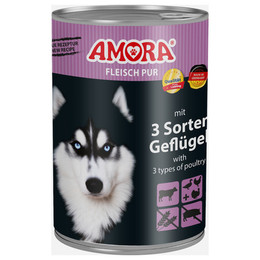 Produktbild von AMORA Fleisch Pur Adult 3 Sorten Geflügel - 6 x 400 g