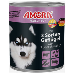 Produktbild von AMORA Fleisch Pur Adult 3 Sorten Geflügel - 6 x 800 g