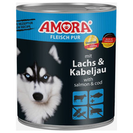 Produktbild von AMORA Fleisch Pur Adult Lachs + Kabeljau - 6 x 800 g