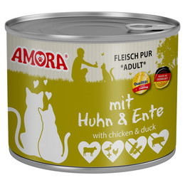 Produktbild von AMORA Fleisch Pur Huhn & Ente - 6 x 200 g