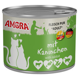 Produktbild von AMORA Fleisch pur Kaninchen Katzenfutter - 6 x 400 g