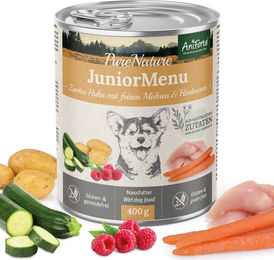AniForte Nassfutter JuniorMenue "Zartes Huhn mit Möhrchen" AniForte Nassfutter JuniorMenue "Zartes Huhn" 400 g – Bild 1 von 2