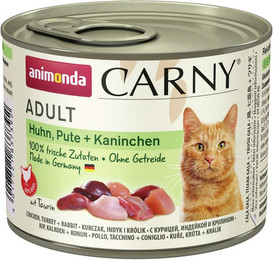 Produktbild von animonda Carny Adult 200g Dose Katzennassfutter Sparpaket 24 x 200 Gramm Huhn, Pute + Kaninchen