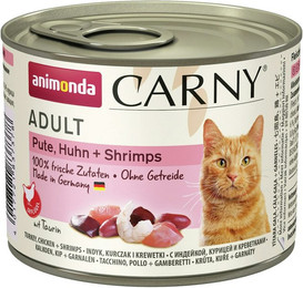 Produktbild von animonda Carny Adult 200g Dose Katzennassfutter Sparpaket 24 x 200 Gramm Pute, Huhn + Shrimps
