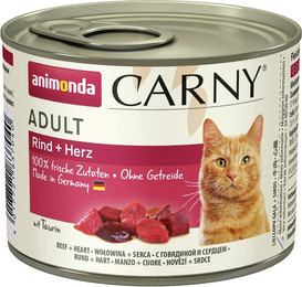 Produktbild von animonda Carny Adult 200g Dose Katzennassfutter Sparpaket 24 x 200 Gramm Rind + Herz