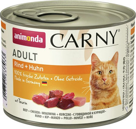 Produktbild von animonda Carny Adult 200g Dose Katzennassfutter Sparpaket 24 x 200 Gramm Rind + Huhn