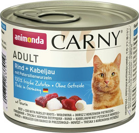 Produktbild von animonda Carny Adult 200g Dose Katzennassfutter Sparpaket 24 x 200 Gramm Rind + Kabeljau mit Petersilienwurzeln