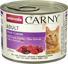 Produktbild von animonda Carny Adult 200g Dose Katzennassfutter Sparpaket 24 x 200 Gramm Rind + Lamm