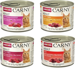 Produktbild von animonda Carny Adult 24 x 200g Mixpaket (Multifleischcocktail,Rind&Huhn,Rind&Herz,Rind) Katzennassfutter