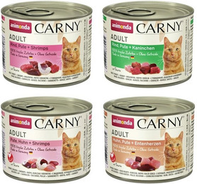 Produktbild von animonda Carny Adult 24 x 200g Mixpaket (Rind&Pute,Rind&Pute mit Kaninchen,Rind&Huhn mit Shrimps, Huhn&Pute) Katzennassfutter