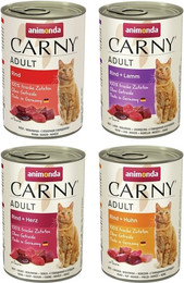 Produktbild von animonda Carny Adult 24 x 400g Mixpaket (Rind&Lamm, Rind&Huhn,Rind,Rind&Herz) Katzennassfutter