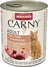 Produktbild von animonda Carny Adult 800g Dose Katzennassfutter Sparpaket 12 x 800 Gramm Huhn, Pute + Entenherzen