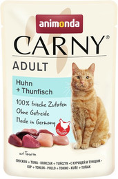 Produktbild von animonda Carny Adult 85g Beutel Katzennassfutter Sparpaket 24 x 85 Gramm Huhn + Thunfisch