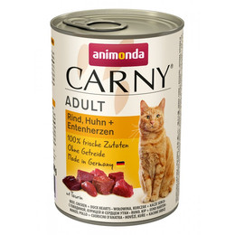 Produktbild von Animonda Carny Adult Katzen Nassfutter Rind, Huhn & Entenherzen - 6 x 400 g