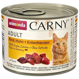 Produktbild von animonda Carny Adult Katzen Nassfutter Rind, Huhn & Entenherzen - 6 x 200 g