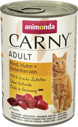Produktbild von animonda Carny Adult Katzennassfutter Rind, Huhn & Entenherzen - 12 x 400 g