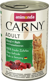 Produktbild von animonda Carny Adult Rind + Reh mit Preiselbeeren Katzennassfutter - 12 x 400 g