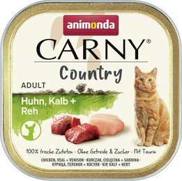 Produktbild von animonda Carny Country 100g Schale Katzennassfutter Sparpaket 64 x 100 Gramm Huhn, Kalb + Reh