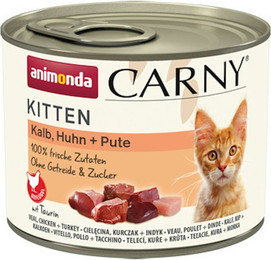 Produktbild von animonda Carny Kitten 200g Dose Katzennassfutter 24 x 200 Gramm Kalb und Huhn und Pute