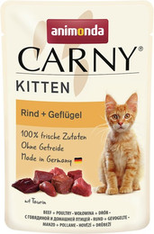 Produktbild von animonda Carny Kitten 85g Beutel Katzennassfutter Sparpaket 24 x 85 Gramm Rind + Geflügel