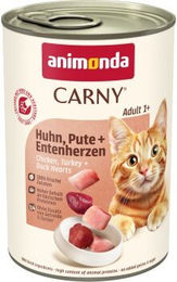 animonda Carny Nassfutter Katze Adult Huhn, Pute & Entenherzen - 6 x 400 g – Bild 1 von 3