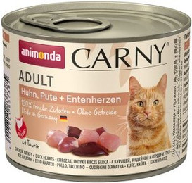 Produktbild von animonda Carny Nassfutter Katze Adult Huhn, Pute und Entenherzen - 12 x 200 g
