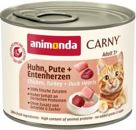 animonda Carny Nassfutter Katze Adult Huhn, Pute und Entenherzen - 6 x 200 g – Bild 1 von 3