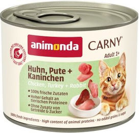 animonda Carny Nassfutter Katze Adult Huhn, Pute und Kaninchen - 6 x 200 g – Bild 1 von 3