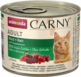 Produktbild von animonda Carny Nassfutter Katze Adult Rind und Reh mit Preisselbeeren - 12 x 200 g