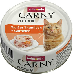 Produktbild von animonda Carny Ocean 80g Dose Katzennassfutter 12 x 80 Gramm Weißer Thunfisch + Garnelen
