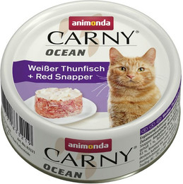Produktbild von animonda Carny Ocean 80g Dose Katzennassfutter Sparpaket 24 x 80 Gramm Weißer Thunfisch + Red Snapper