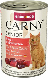 Produktbild von animonda Carny Senior 400g Dose Katzennassfutter Sparpaket 12 x 400 Gramm Rind + Putenherzen