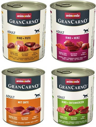 Produktbild von animonda Gran Carno Adult 24 x 800g Mixpaket (Pute,Herz,Ente,Rind&Entenherz) Hundenassfutter
