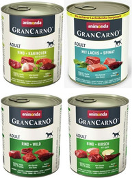 Produktbild von animonda Gran Carno Adult 24 x 800g Mixpaket (Rind&Kaninchen,Lachs&Spinat,Wild,Hirsch&Apfel) Hundenassfutter