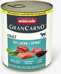 Produktbild von animonda Gran Carno Adult 800g Dose Hundenassfutter Sparpaket 12 x 800 Gramm Lachs + Spinat
