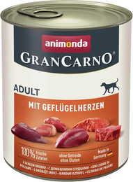 Produktbild von animonda Gran Carno Adult 800g Dose Hundenassfutter Sparpaket 12 x 800 Gramm mit Geflügelherzen