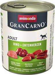Produktbild von animonda Gran Carno Adult 800g Dose Hundenassfutter Sparpaket 12 x 800 Gramm Rind + Entenherzen