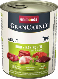 Produktbild von animonda Gran Carno Adult 800g Dose Hundenassfutter Sparpaket 12 x 800 Gramm Rind + Kaninchen mit Kräutern